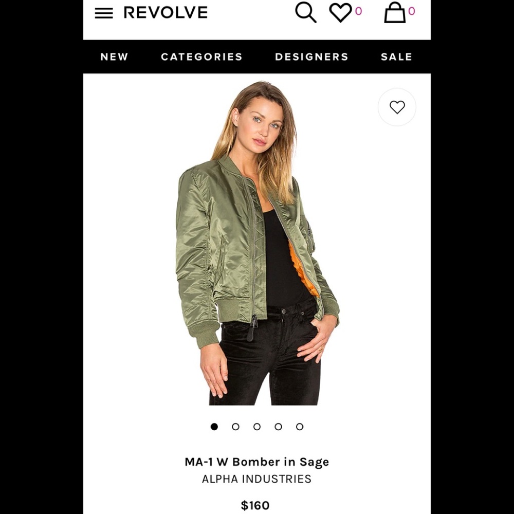 NWT MA-1 W Bomber in Sage
ALPHA INDUSTRIES